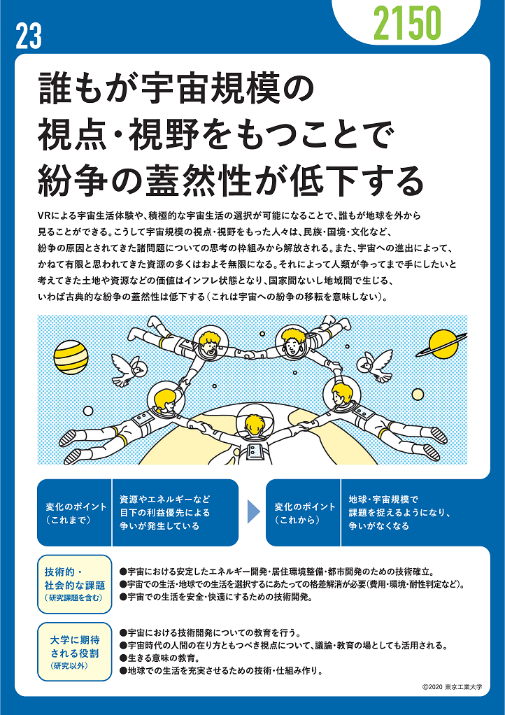 誰もが宇宙規模の視点・視野をもつことで紛争の蓋然化が低下する